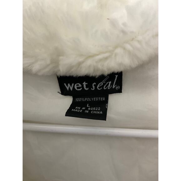 VTG Y2K Wet Seal Womens Faux Fur Bolero Jacket Front Clasp Sz Large 3/4 Sleeves - Picture 6 of 6